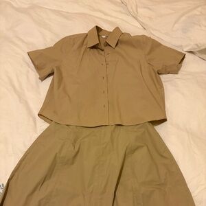 Uniqlo Tan Shirt and Skirt Set